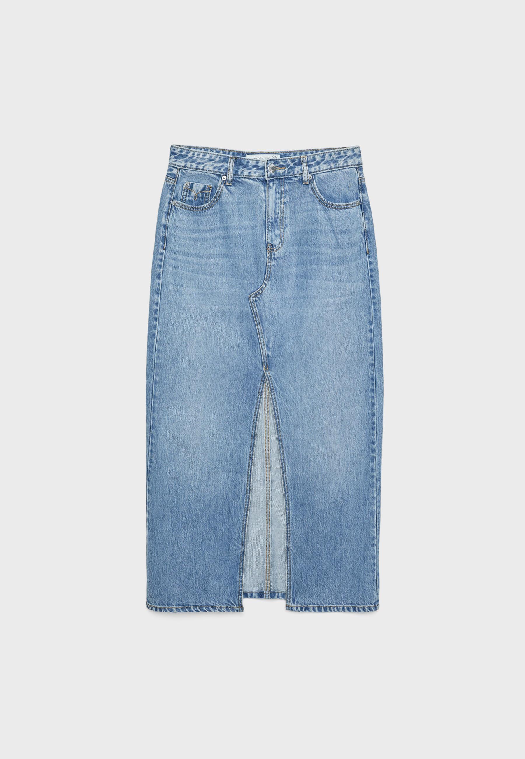 D70 flowing denim midi skirt - Women's fashion