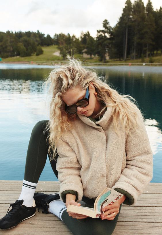 reversible faux shearling lined puffer jacket