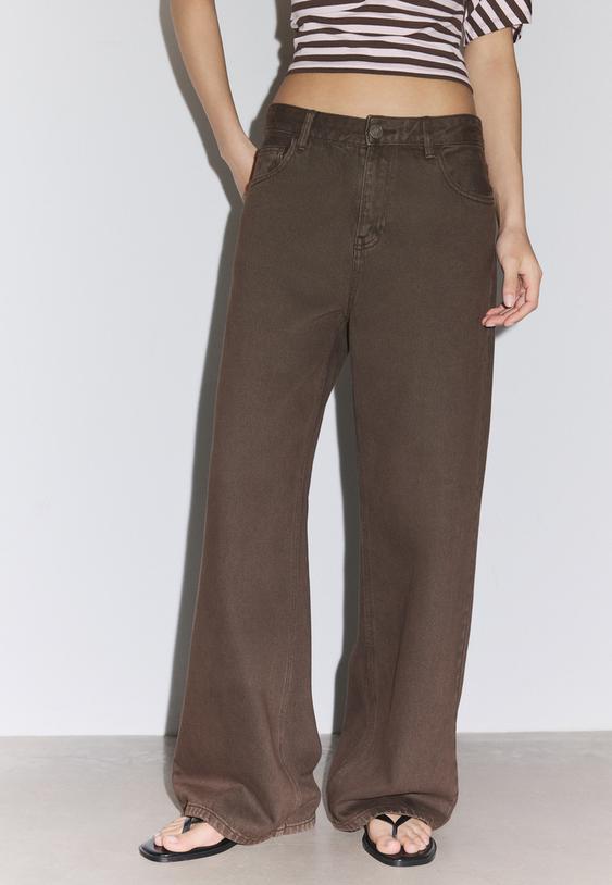 Stradivarius Wide-Leg Jeans Brown 10