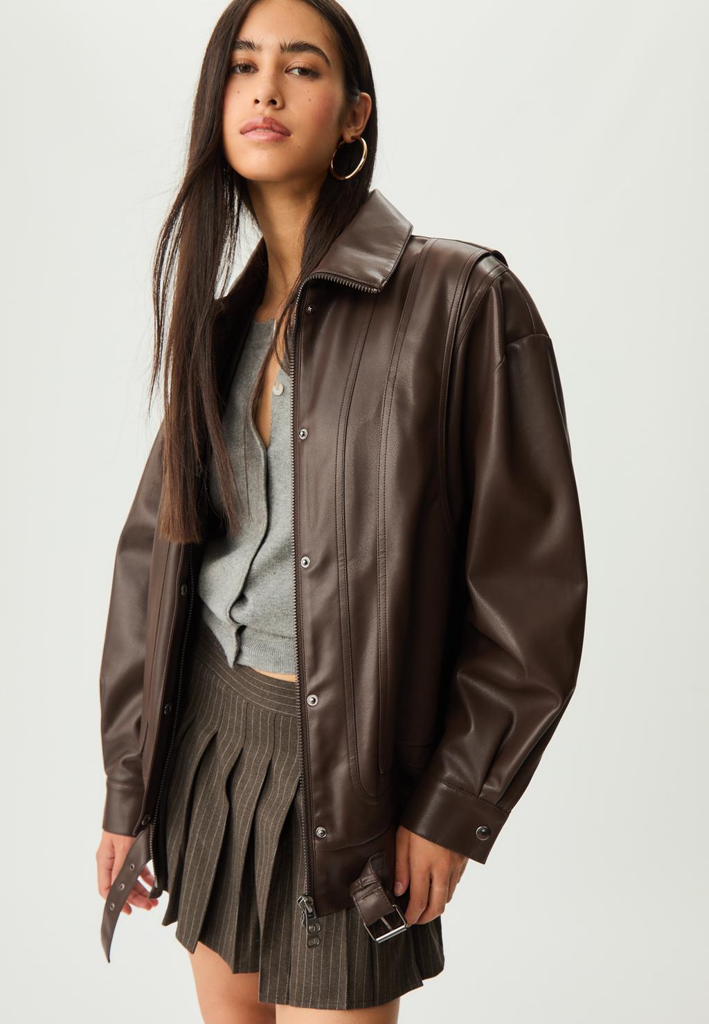 Oversize-Jacke aus Kunstleder