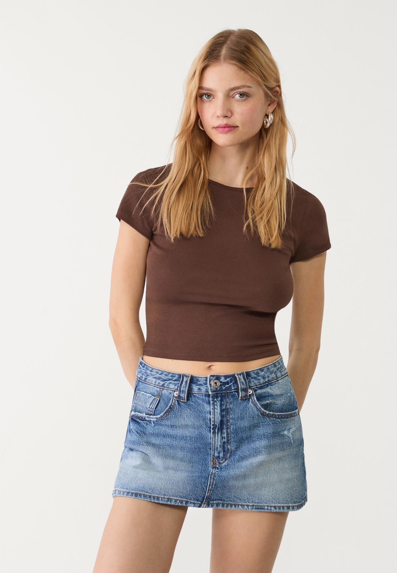 D62 Short-jupe en denim - Jupes femme | Stradivarius France