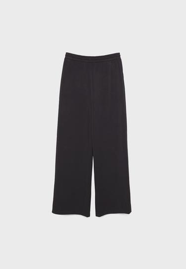 Soft-touch palazzo jogger trousers — Black 6