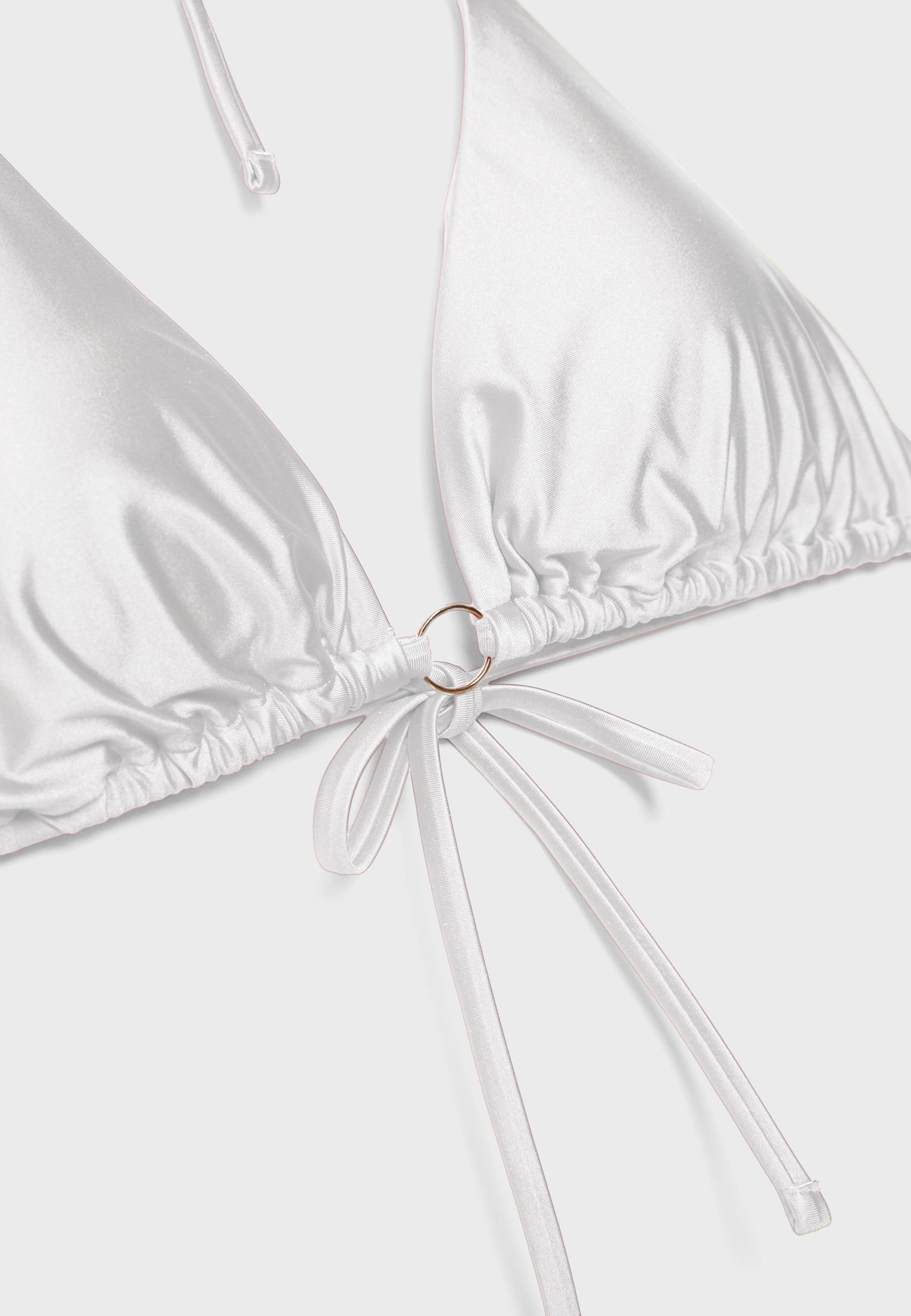 Satin triangle bikini top — Ecru
