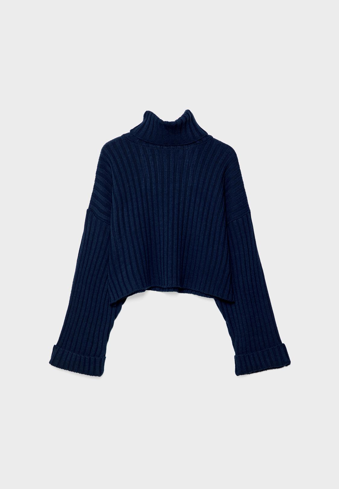 Grosse Maille Pull Col Roulé Femme Bleu Ciel Pull Col Roulé Femme