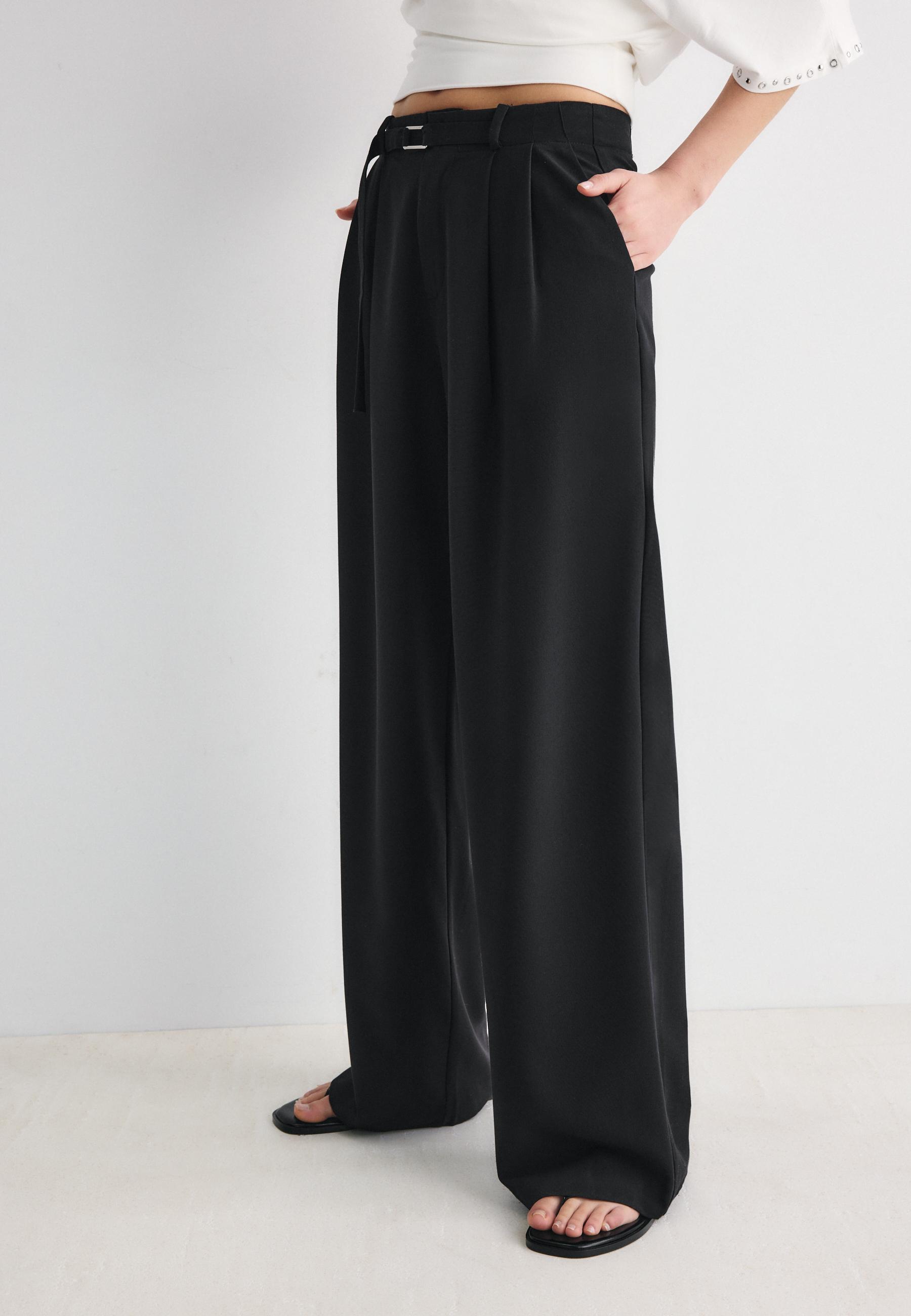 Tokalı detaylı geniş paça pantolon - Görsel 2