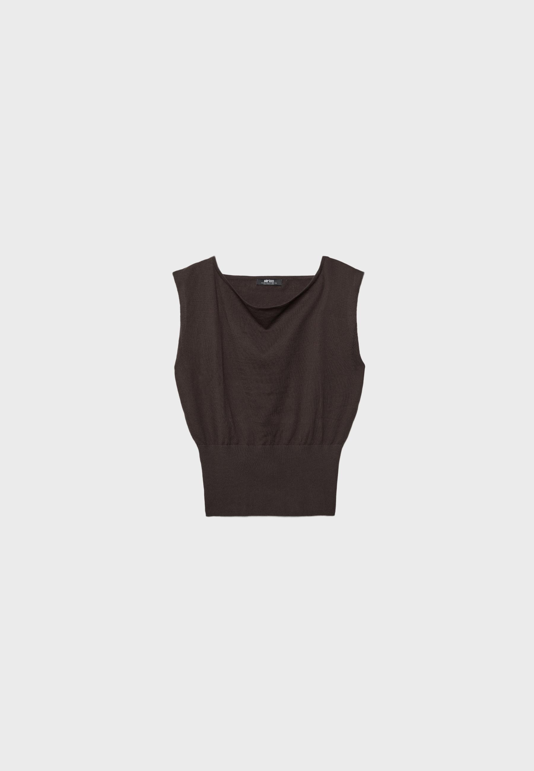 Knit top with sash — Brown