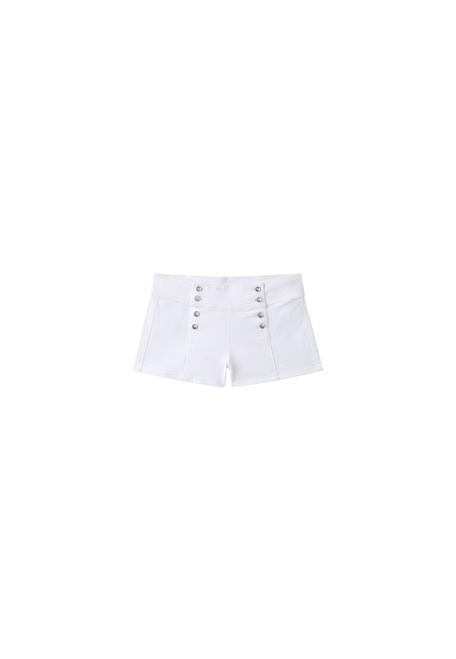 Button-detail denim shorts — White