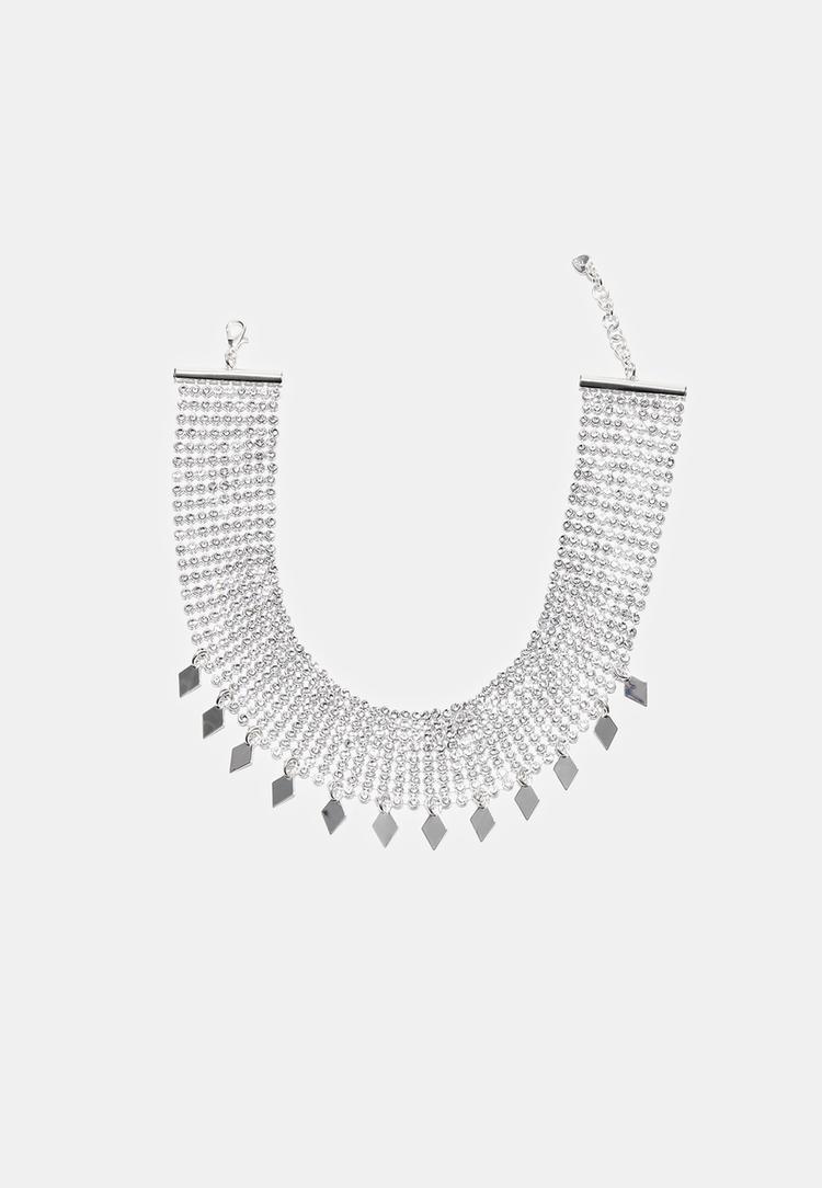 collier choker con strass e ciondoli