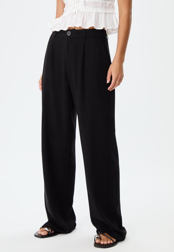 pantalon droit effet lin