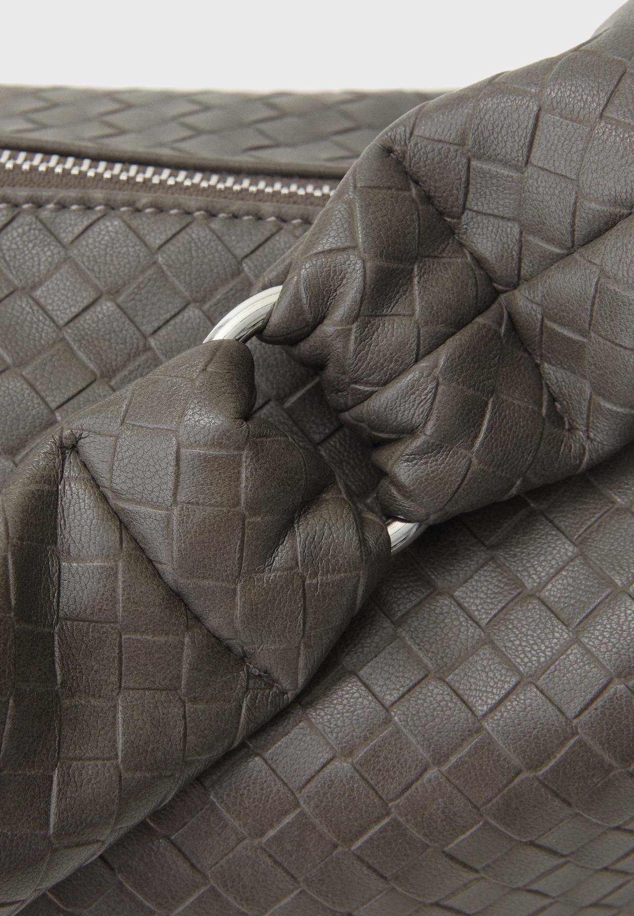 Braided effect half-moon bag — Dark grey