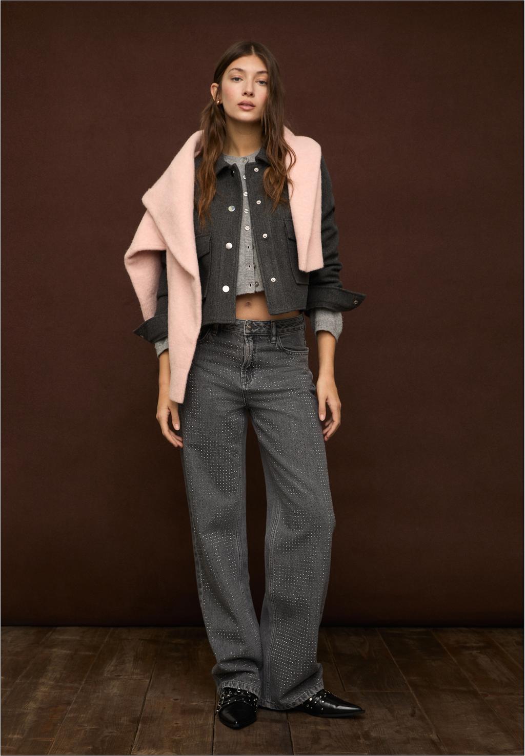 Jeans straight fit brillos