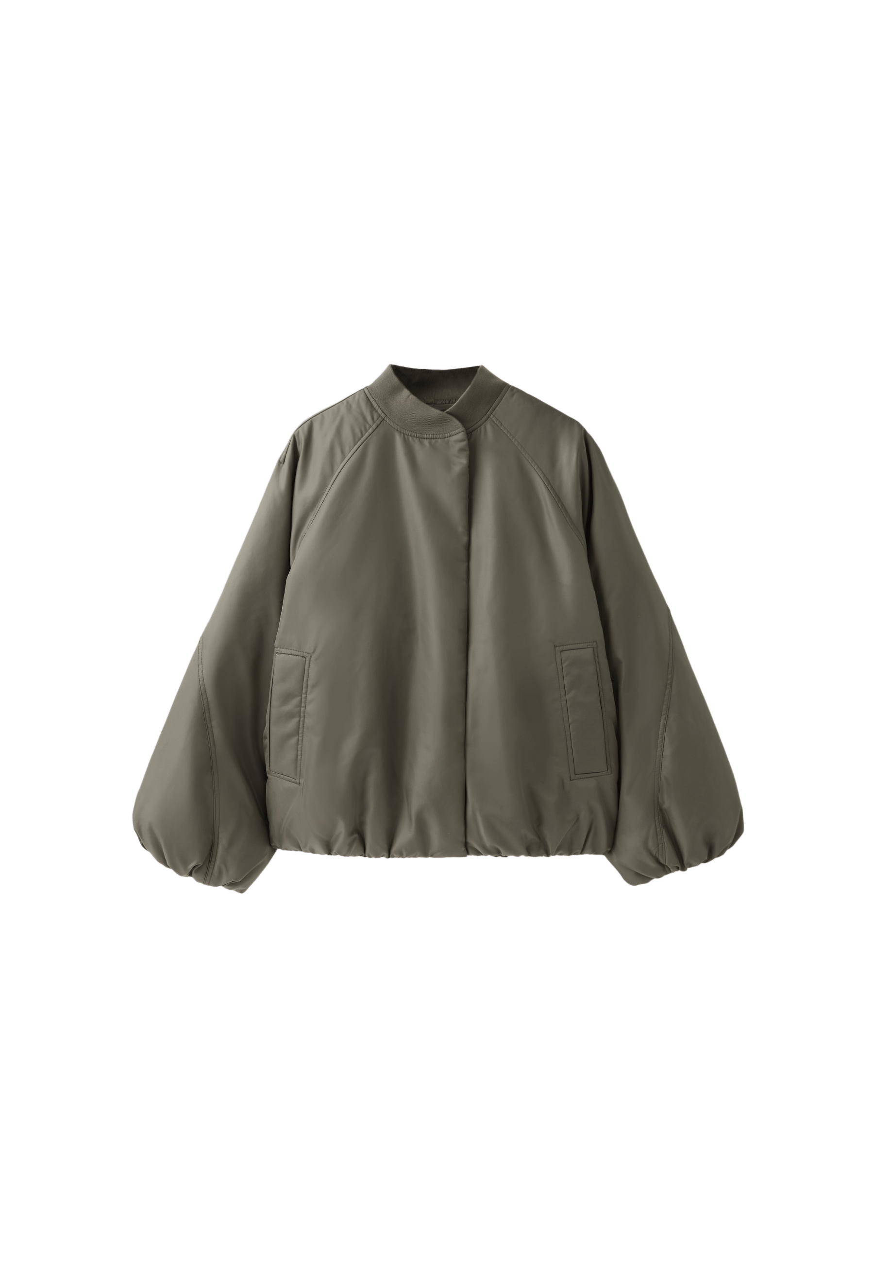 Stand collar bomber jacket — Khaki