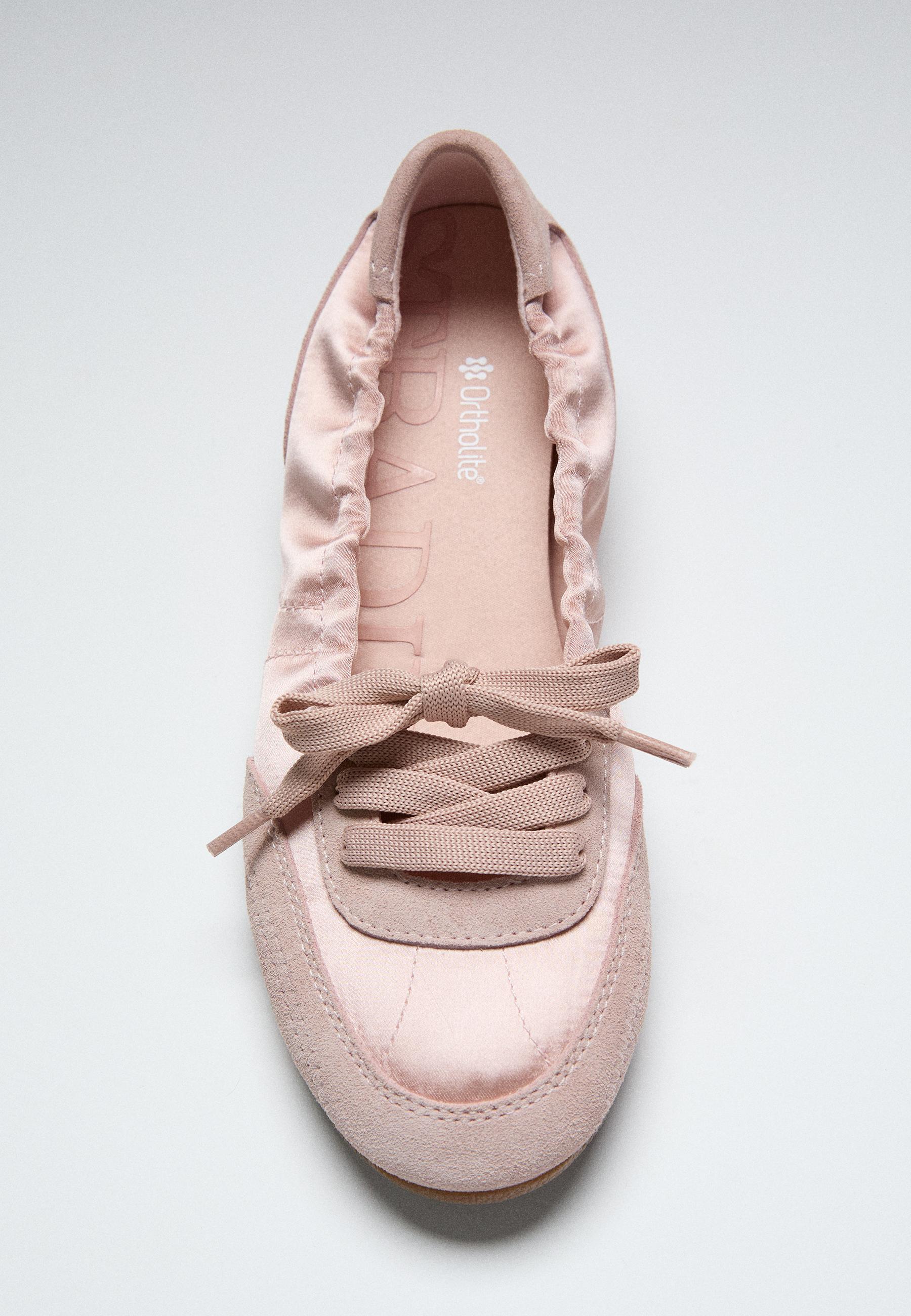 Sports ballet flats with leather details — PINK