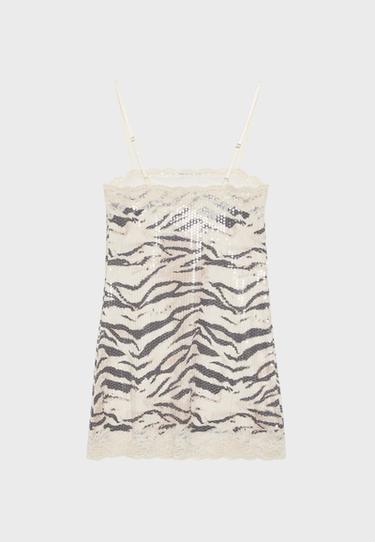 Short sequin animal print dress — Beige 8