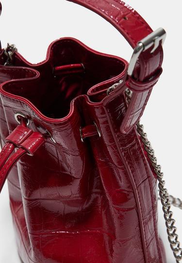 Mock croc bucket bag — Red 5