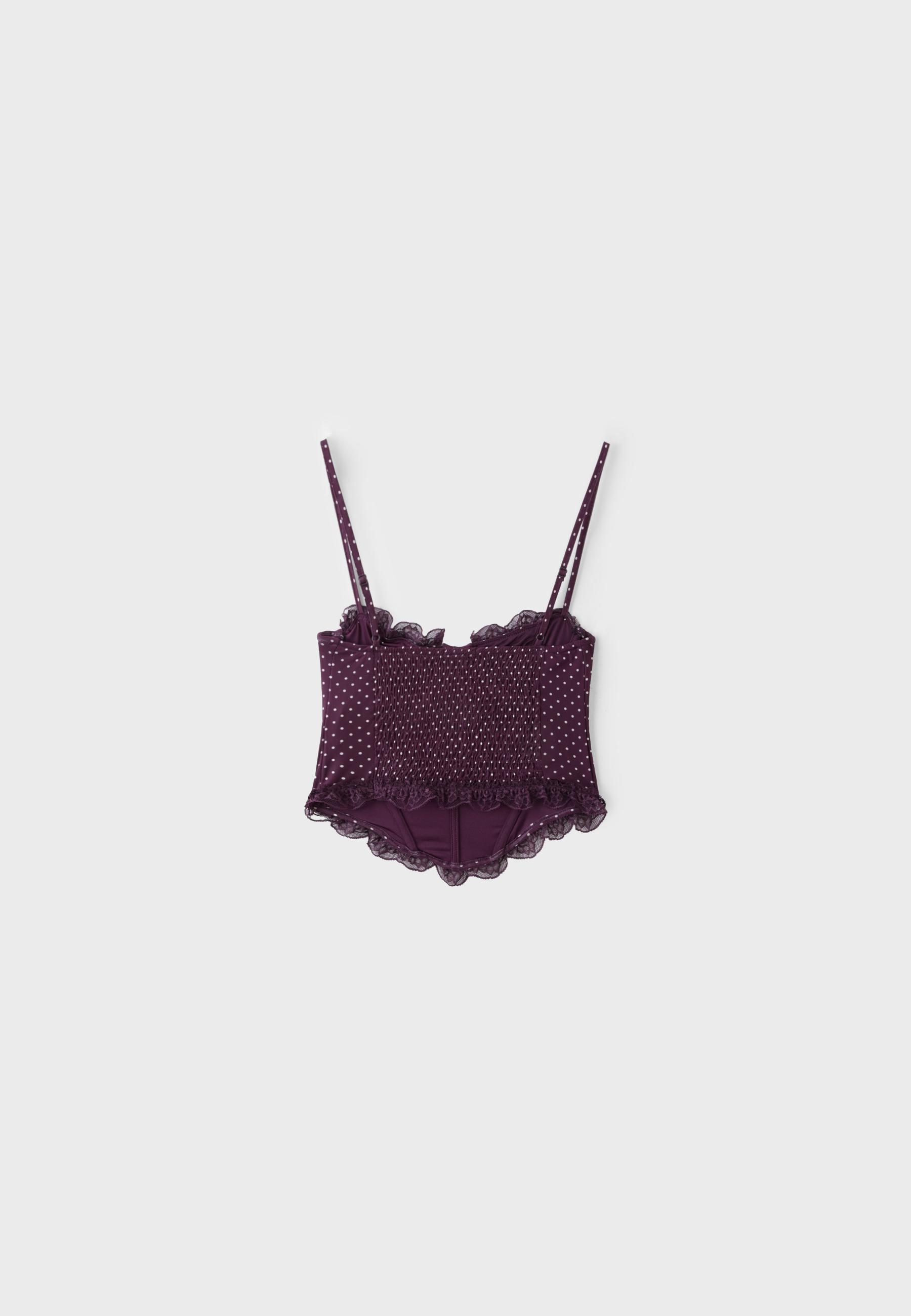 Fitted floral print cropped top — Purple