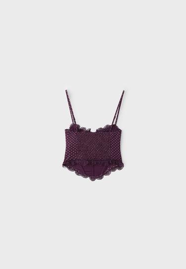 Fitted floral print crop top — Purple 8