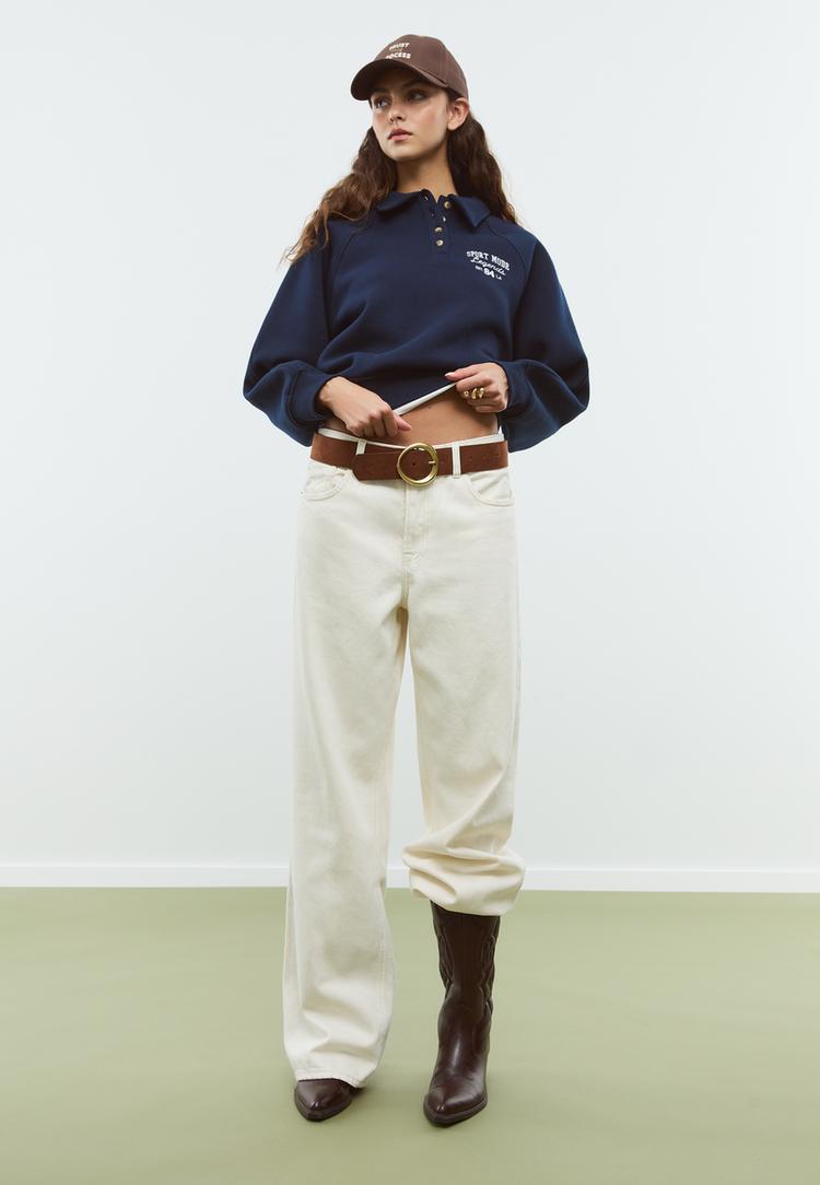 Stradivarius Polo-Sweatshirt Med Knappar S