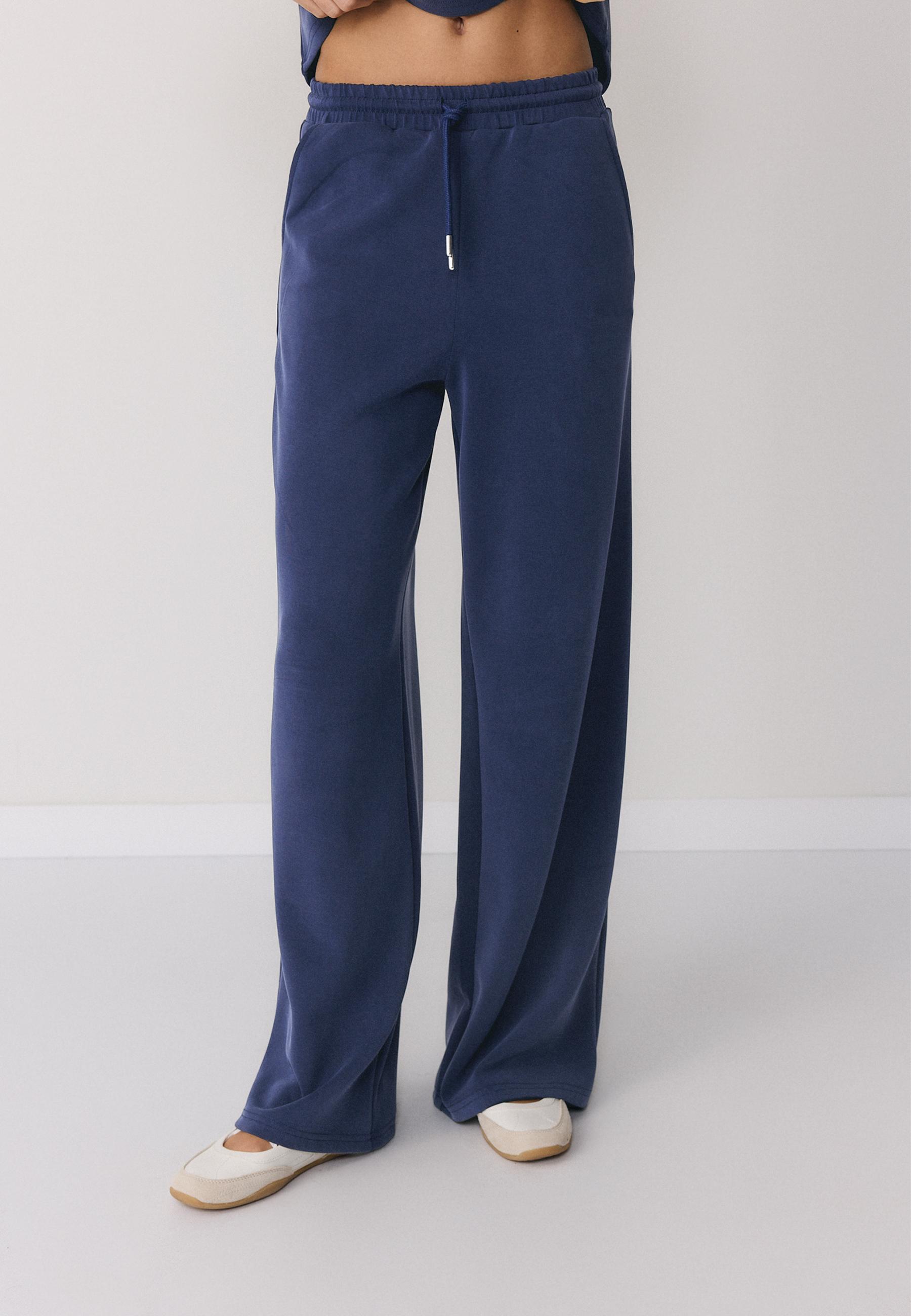 Stradivarius Παντελόνι Jogger Palazzo Με Απαλή Υφή Σκούρο Μπλε S
