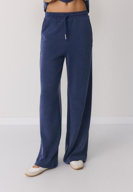 Stradivarius Soft-Touch Palazzo Joggers Dark Blue Xl