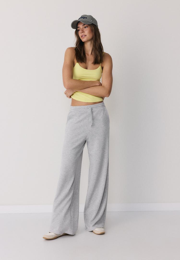 Jogger-Palazzohose mit weichem Griff Grau Melange L