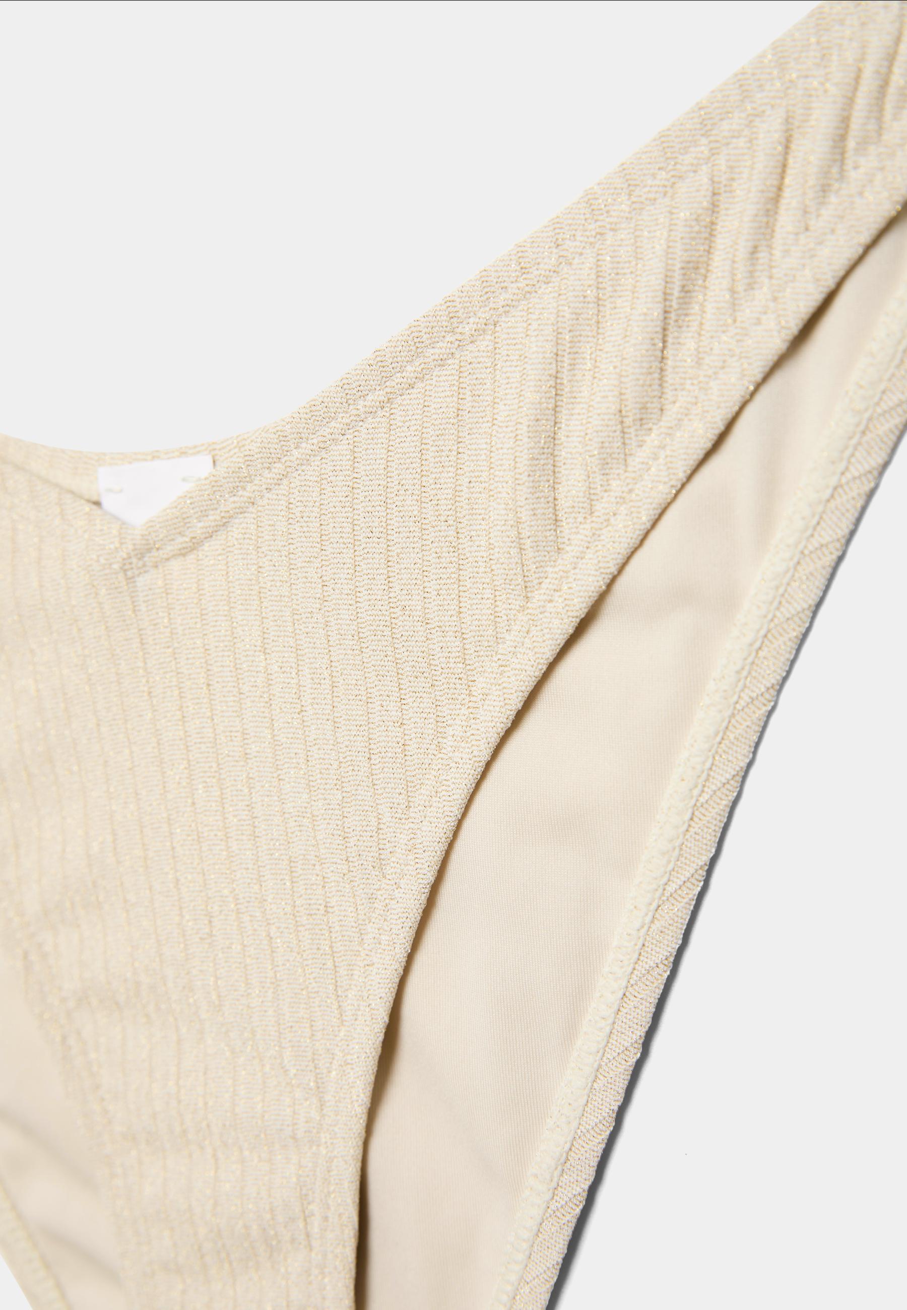 Ribbed Brazilian bikini briefs with glitter thread — Ecru