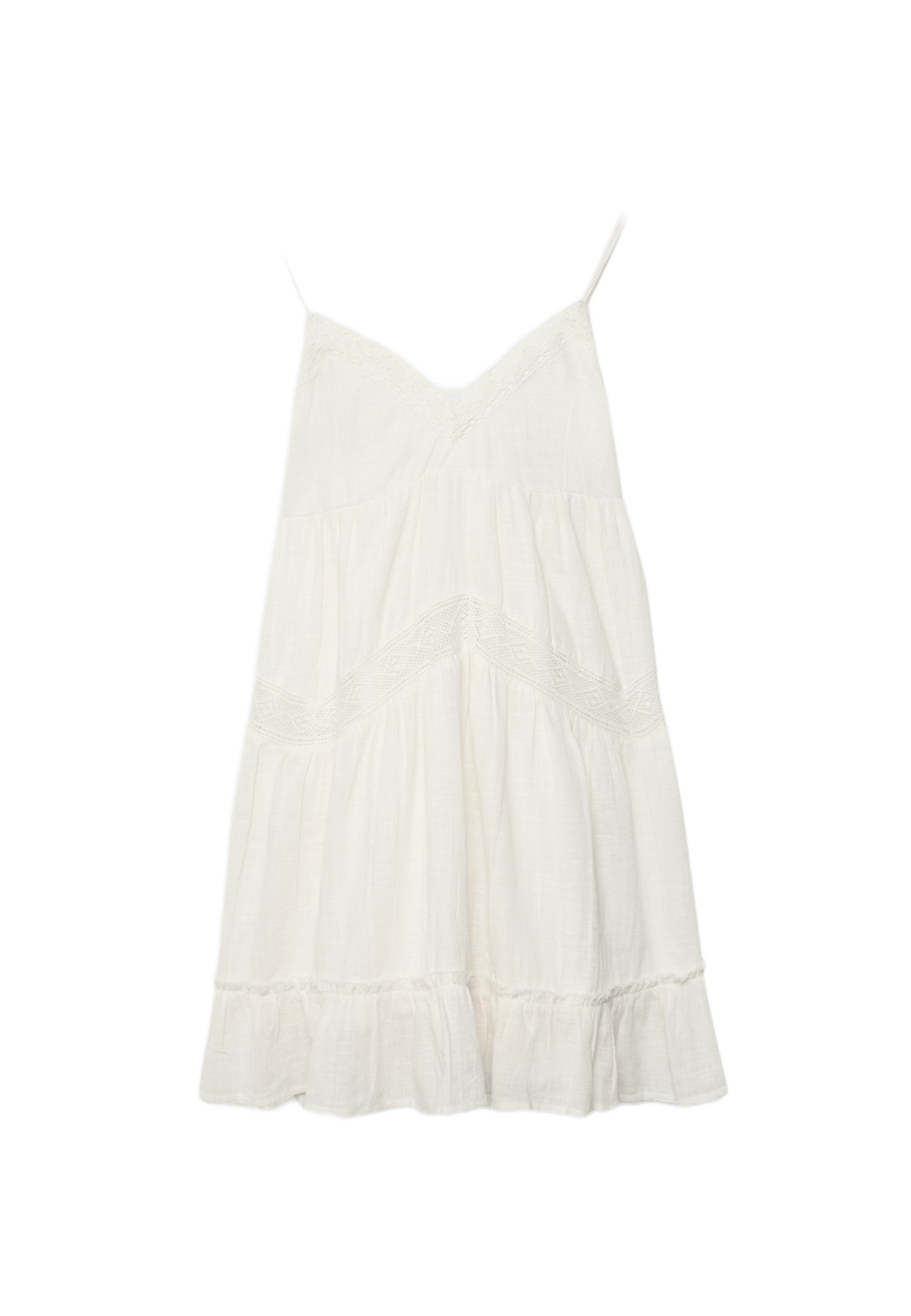 Short dress with lace detail — Ecru