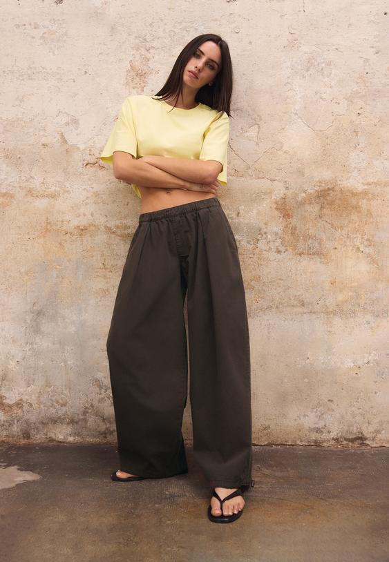 Stoperli poplin barrel pantolon - Görsel 4