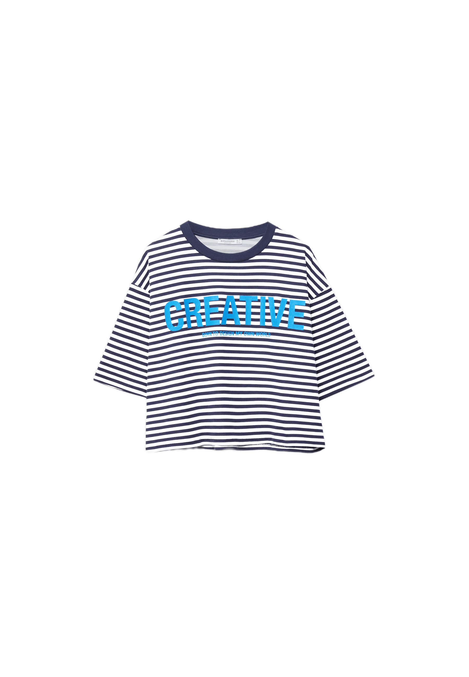 Printed striped short sleeve T-shirt — Navy blue