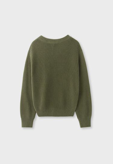 V-neck knit cardigan — Khaki 8