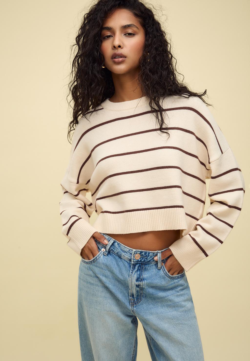 Jersey punto crop rayas