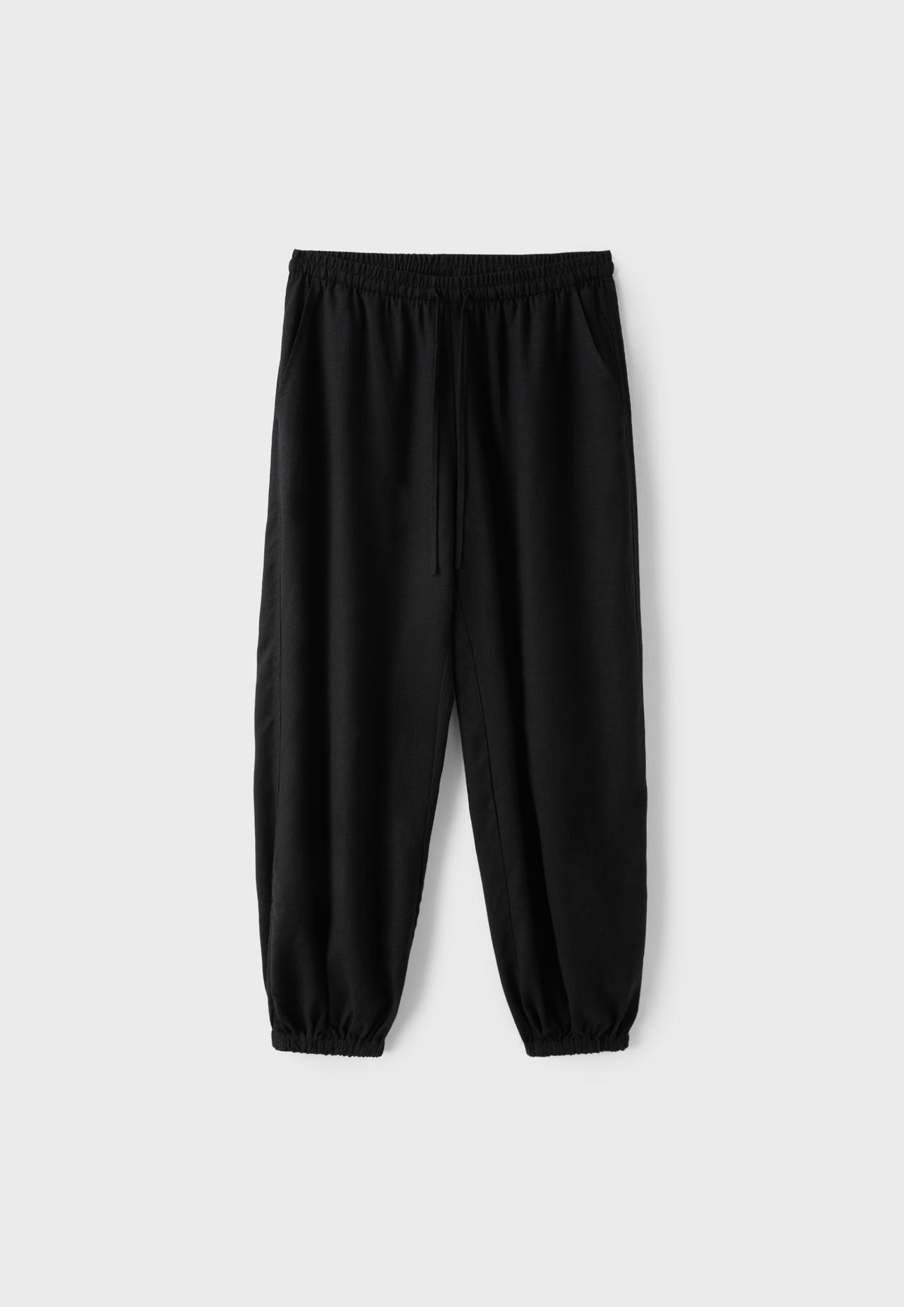 Linen-effect sarouel trousers — Black