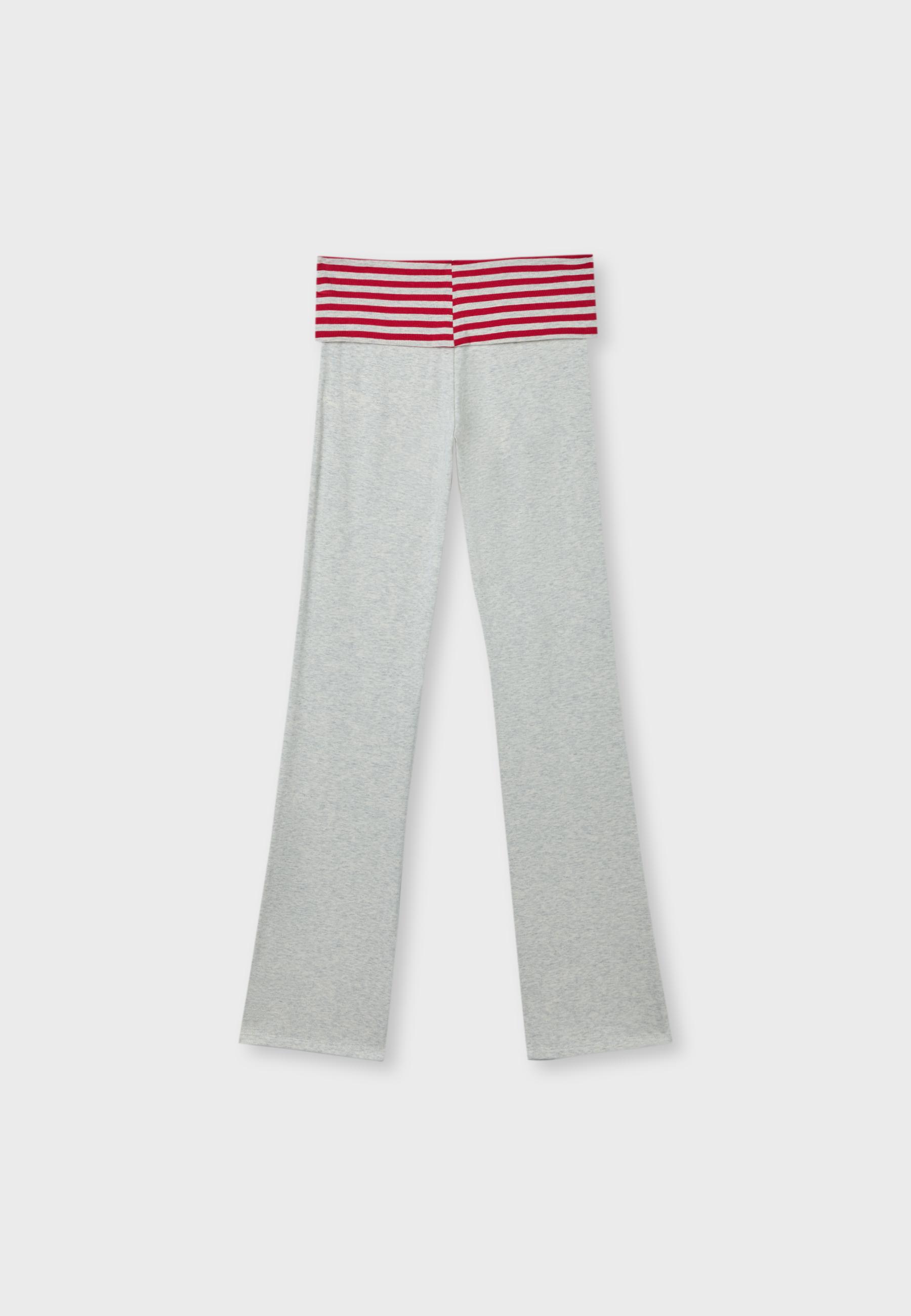 Turn-down waist bell bottom leggings — Grey melange