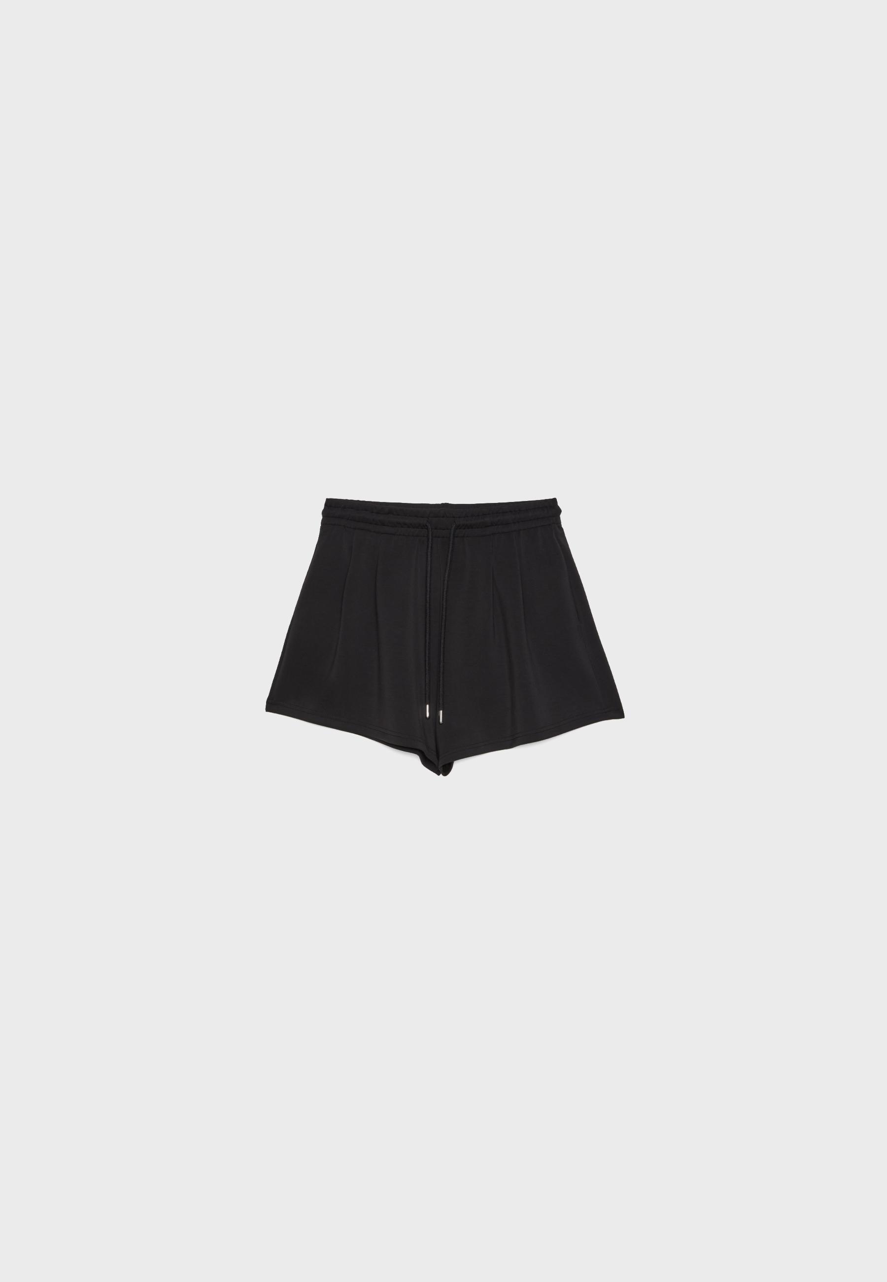 Soft-touch shorts with darts — Black