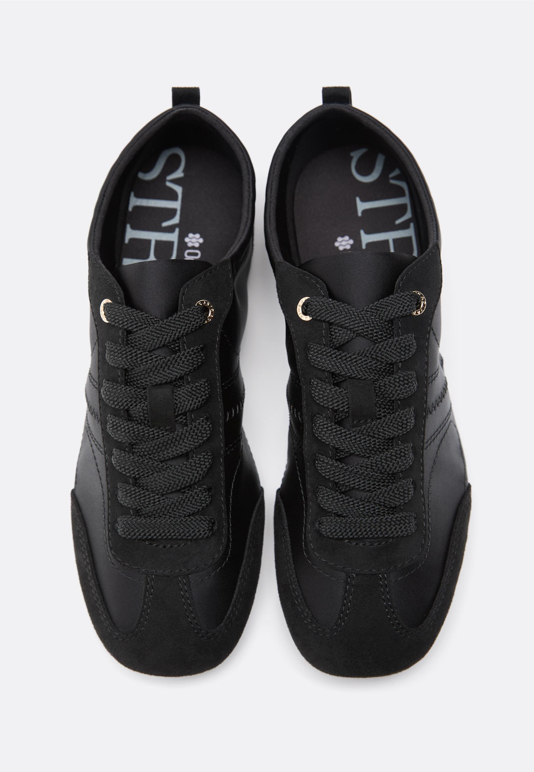 Satin fine sole trainers — BLACK