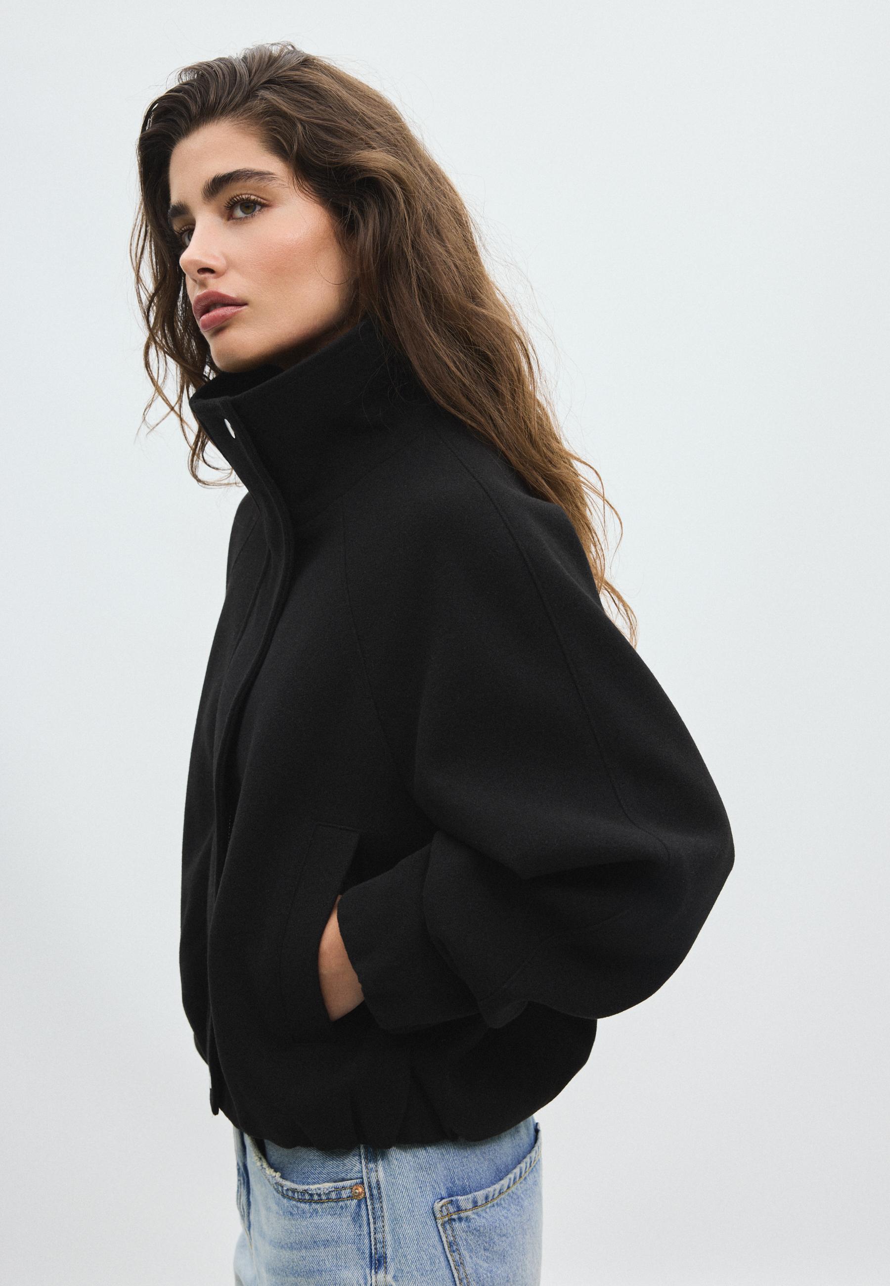 Soft-touch bomber jacket — Black