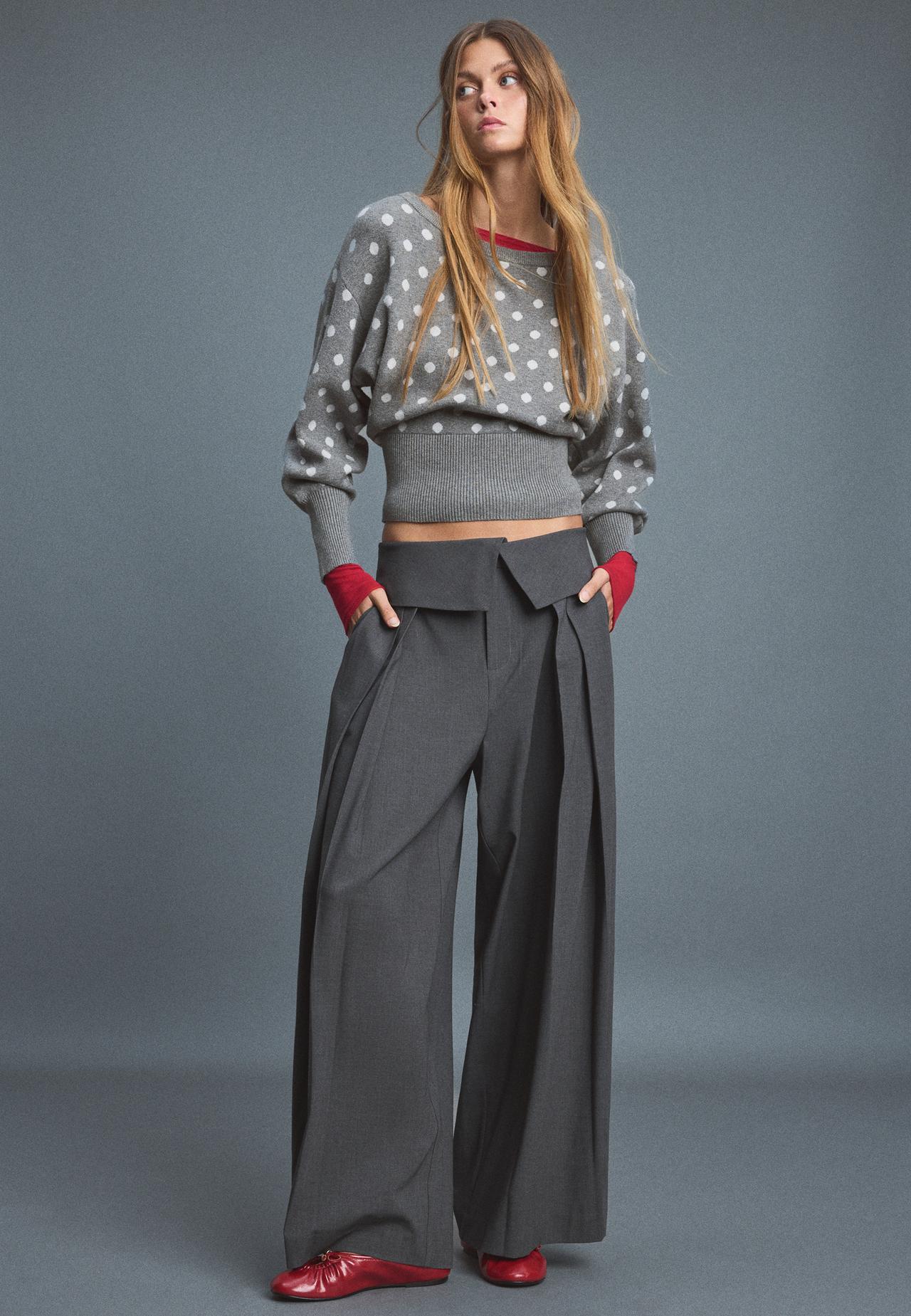 Asymmetric ribbed hem knit jumper — Dark grey