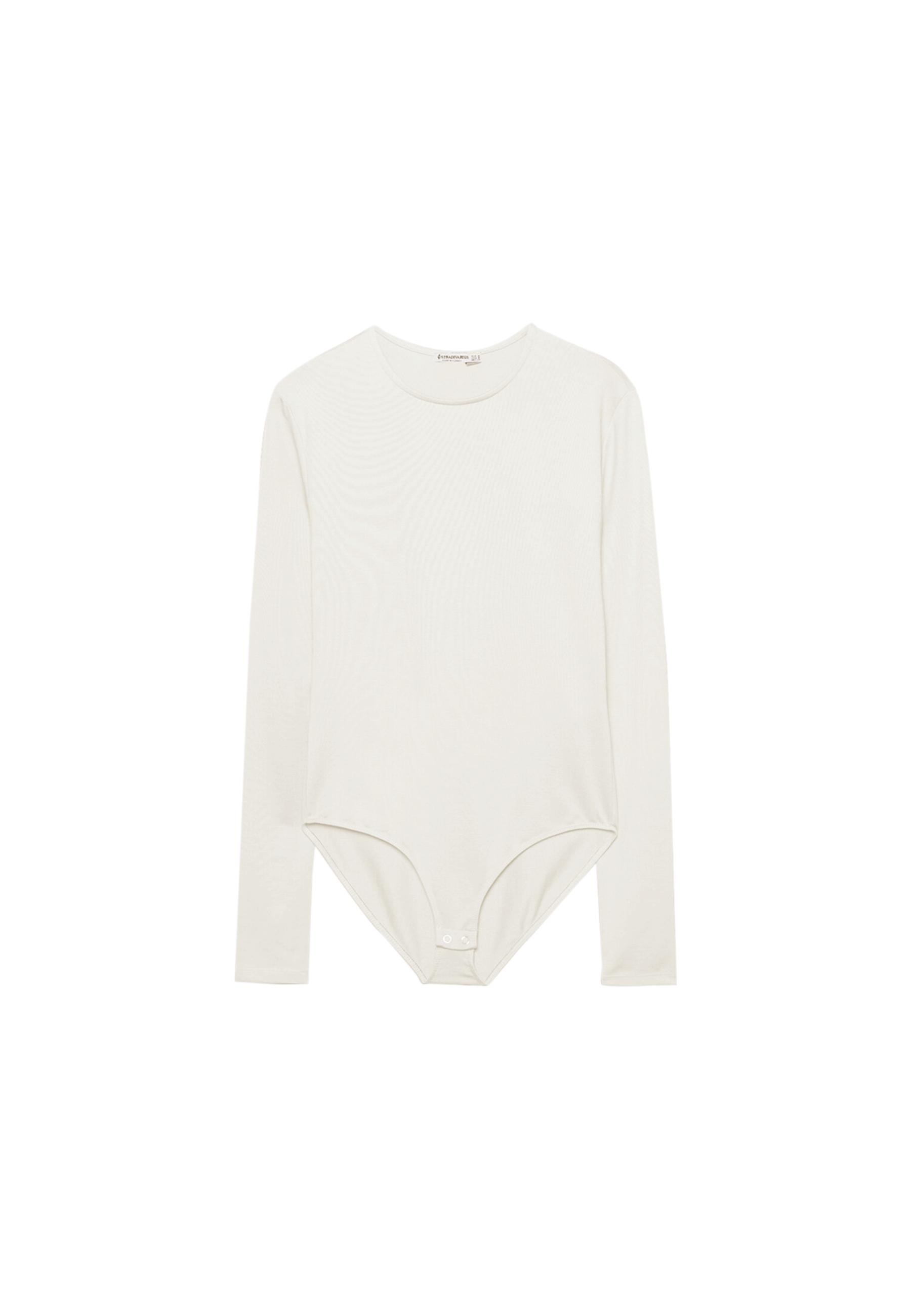 Long sleeve polyamide bodysuit — Ecru