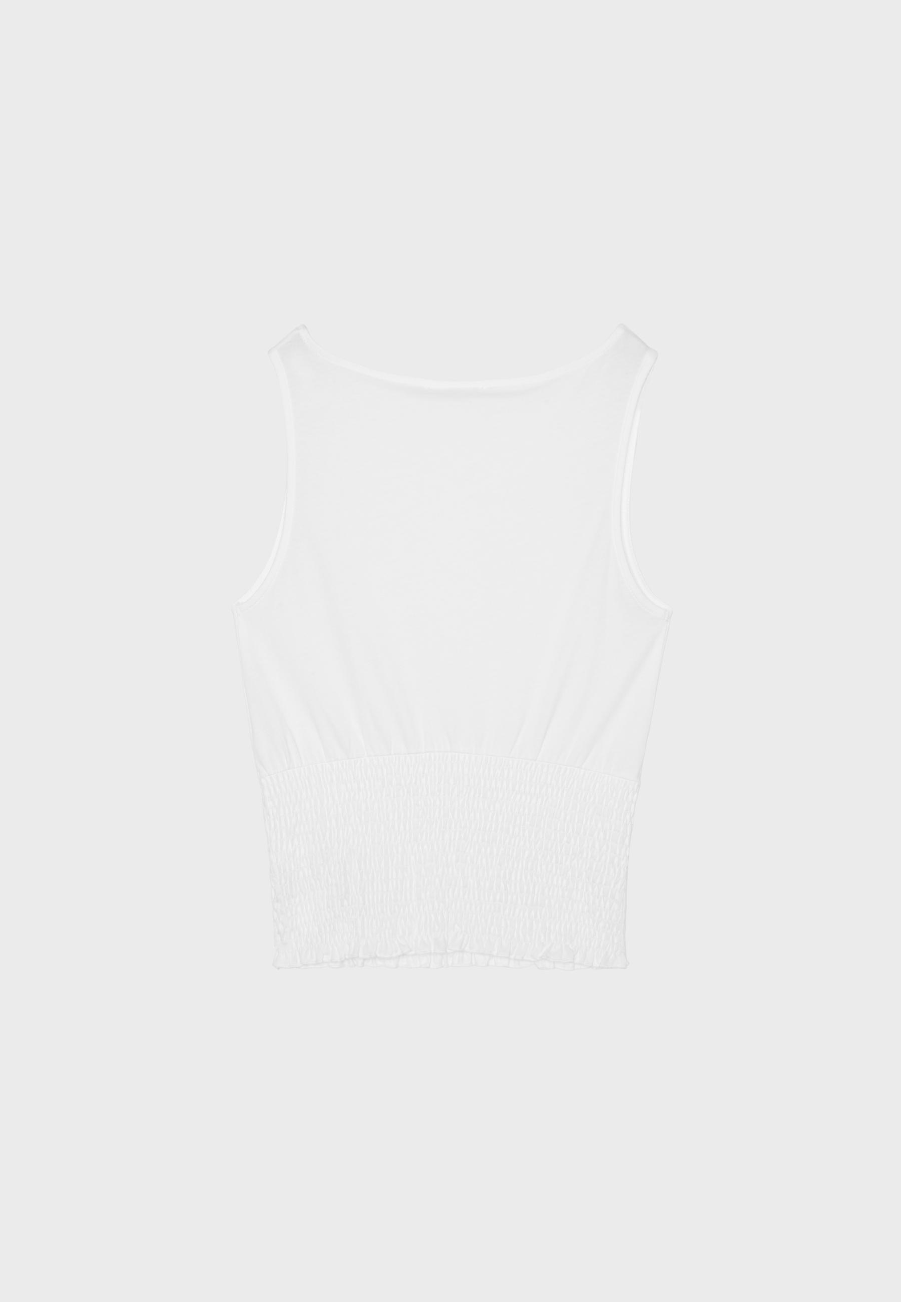 Elasticated T-shirt — Ecru