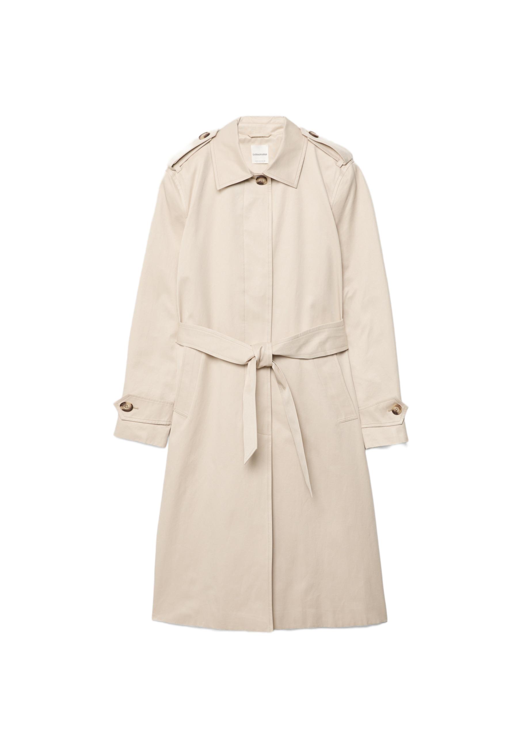 Long single-breasted trench coat — Stone