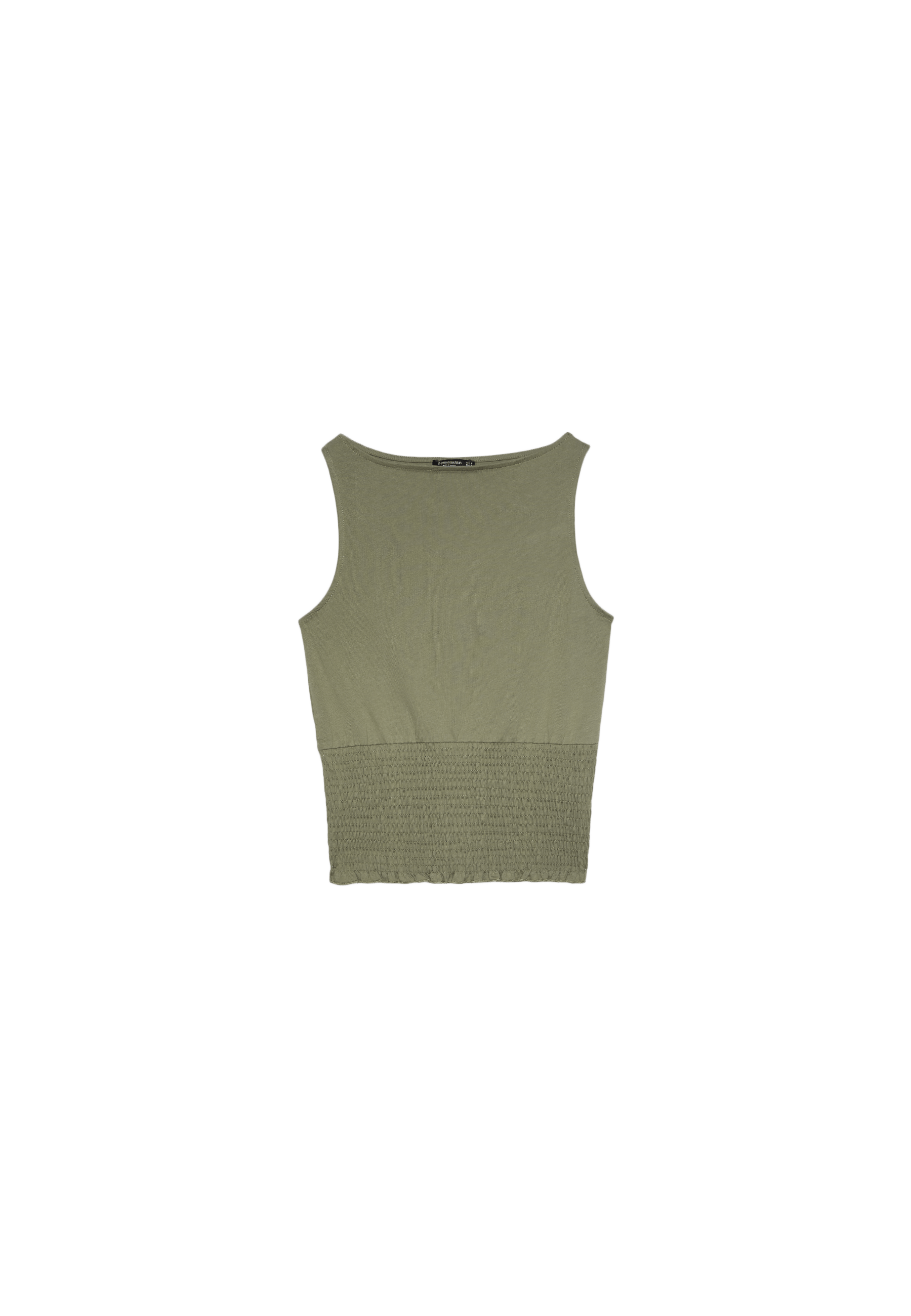 Elasticated T-shirt — Olive green