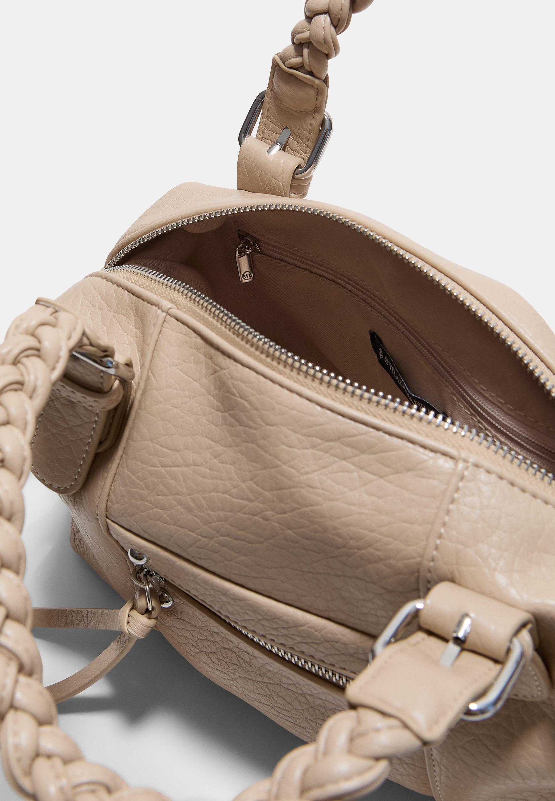 Braided handle bowling bag — Ecru