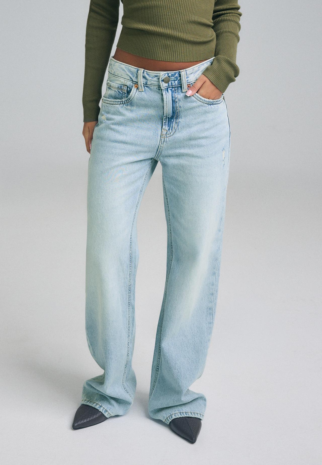 D92 Ripped straight wide-leg jeans — LIGHT BLEACH