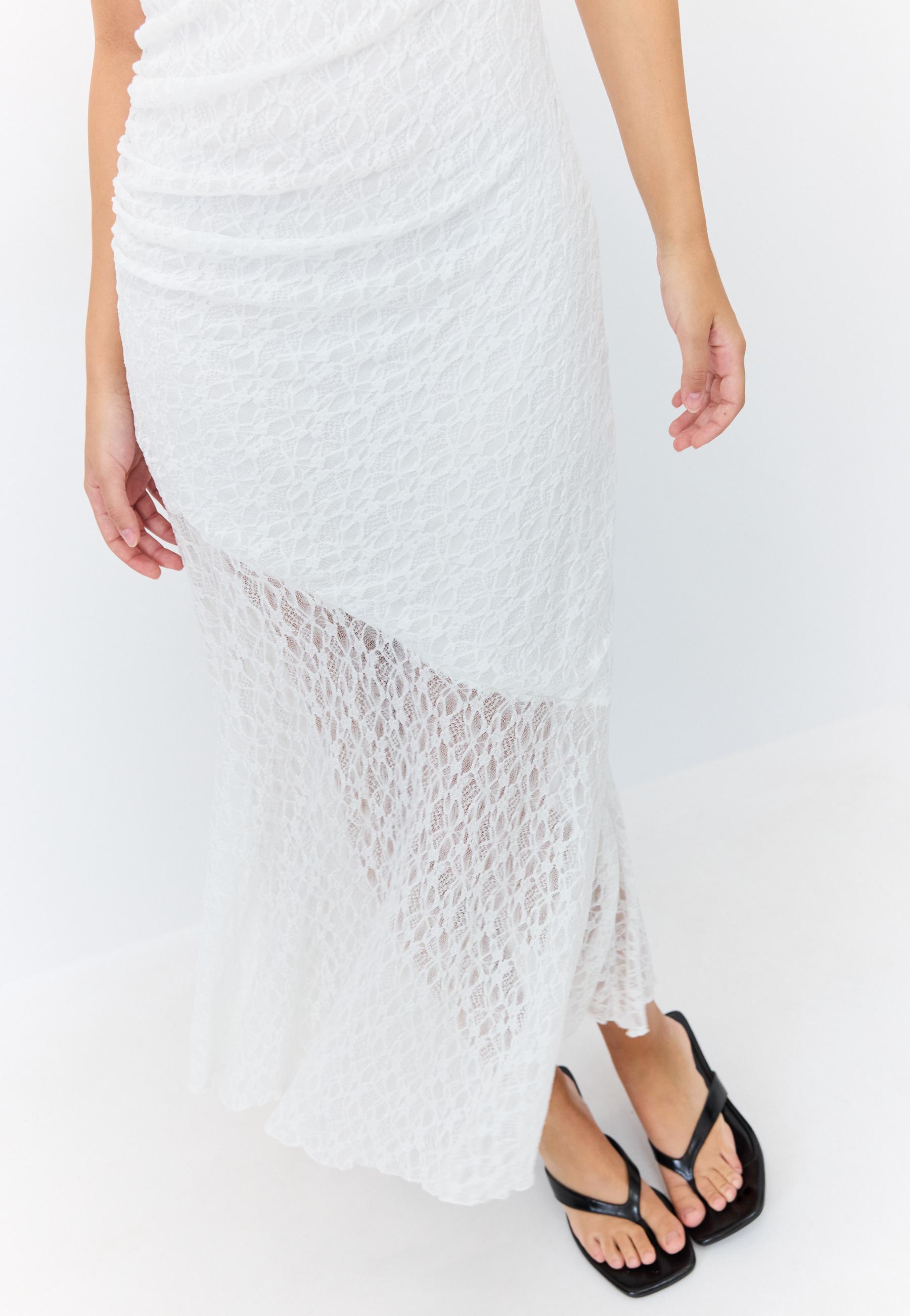 Lace strappy midi dress — Ecru