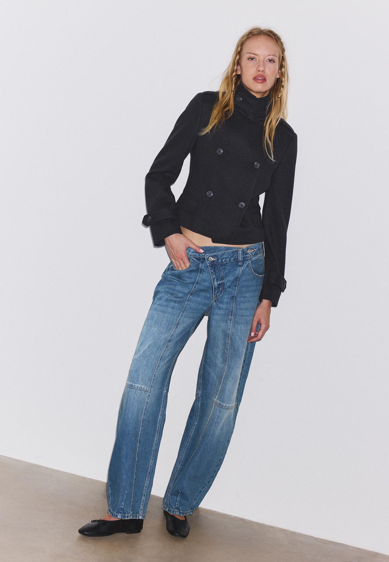 Short fitted button coat — Navy blue