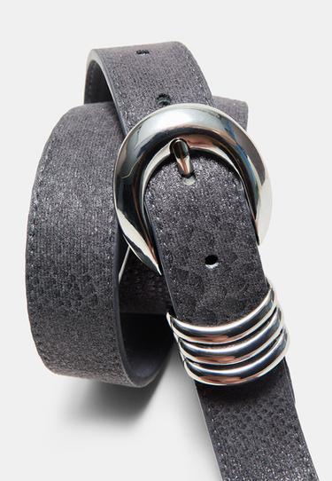 Snakeskin print belt — Dark grey 3