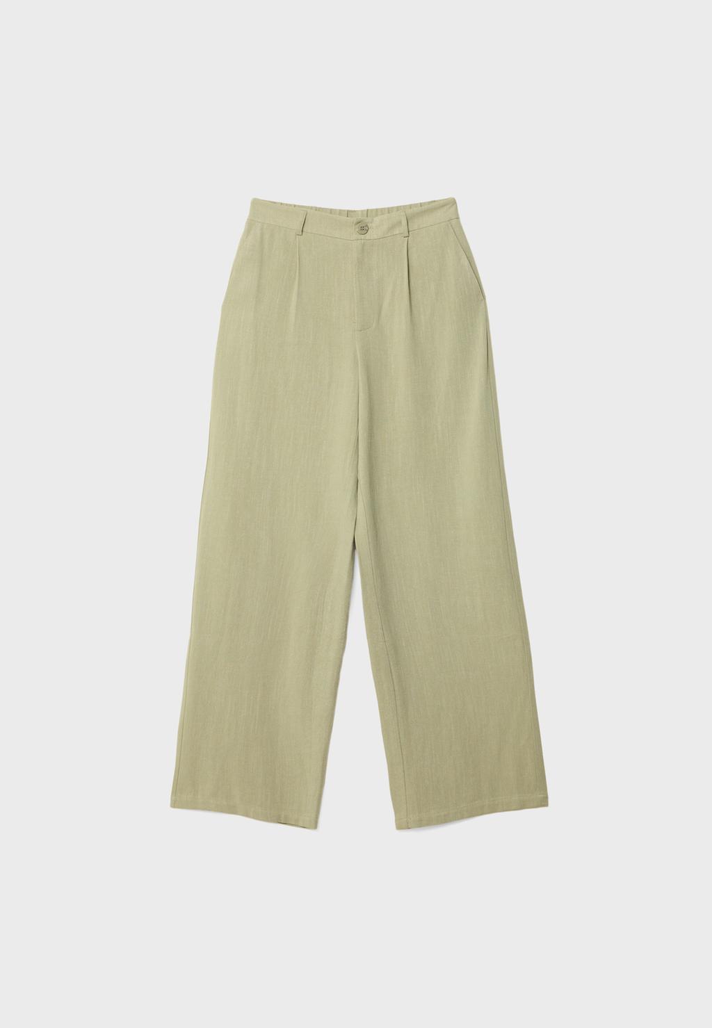 Pantalón recto con lino