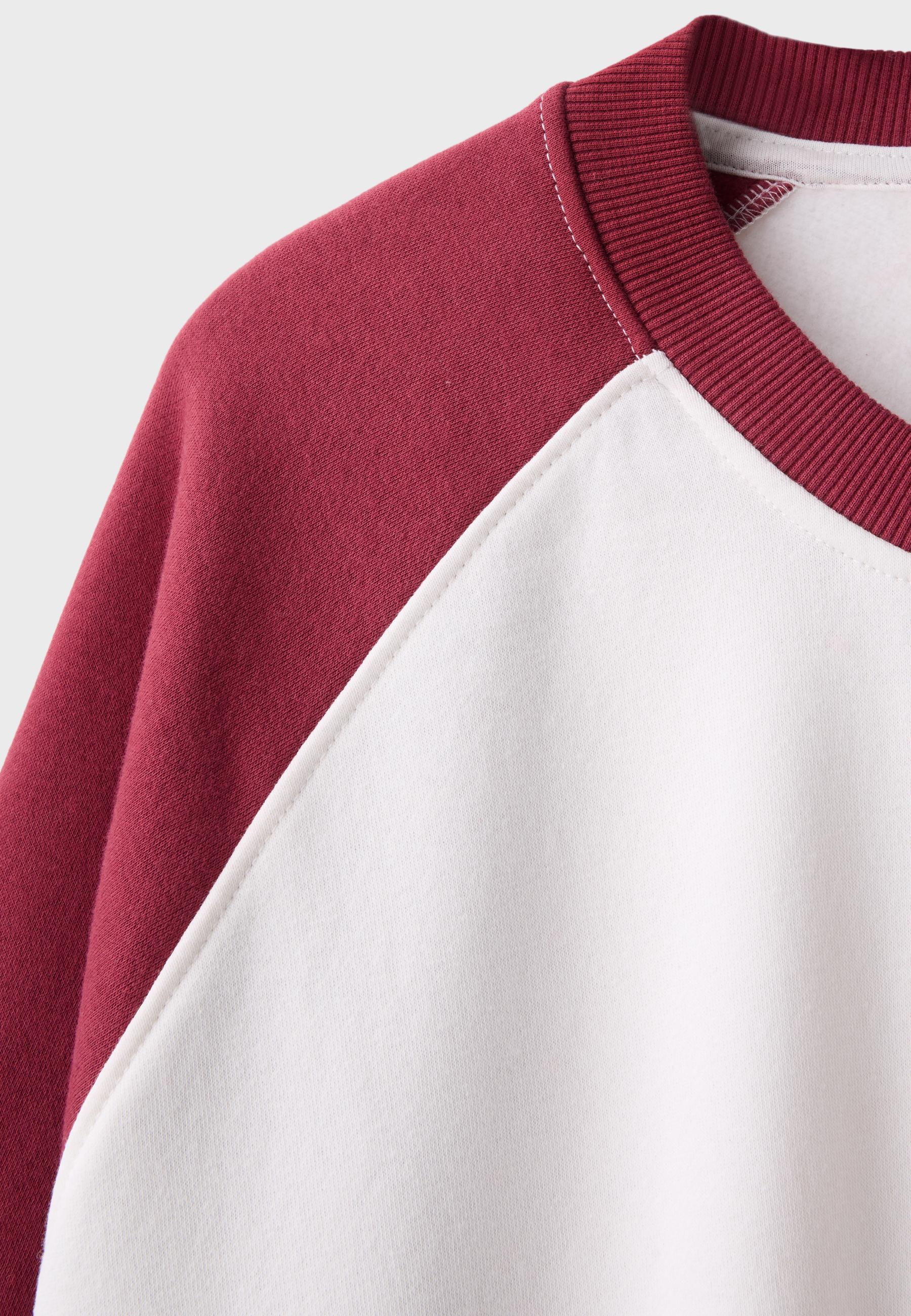 Contrast cropped sweatshirt — Dark red