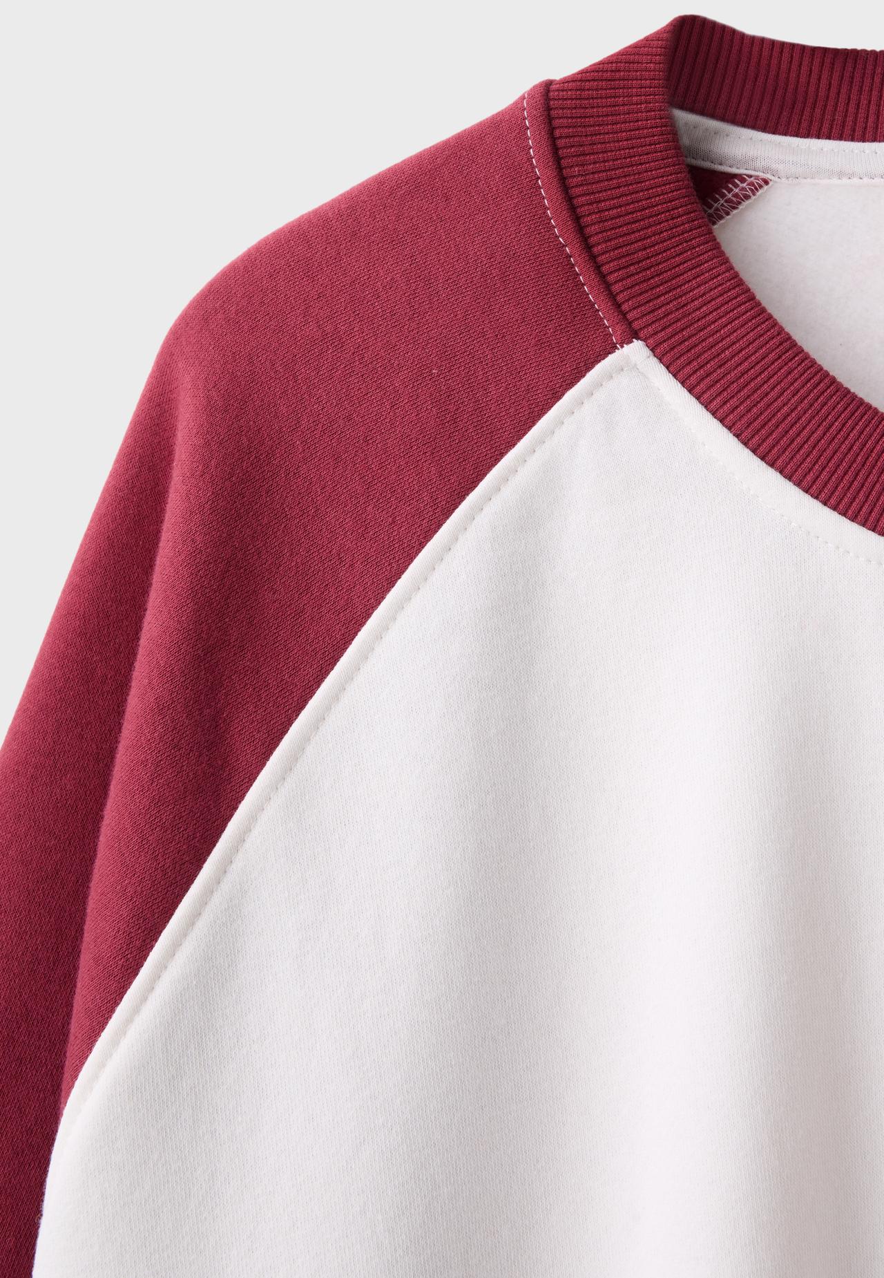 Contrast cropped sweatshirt — Dark red