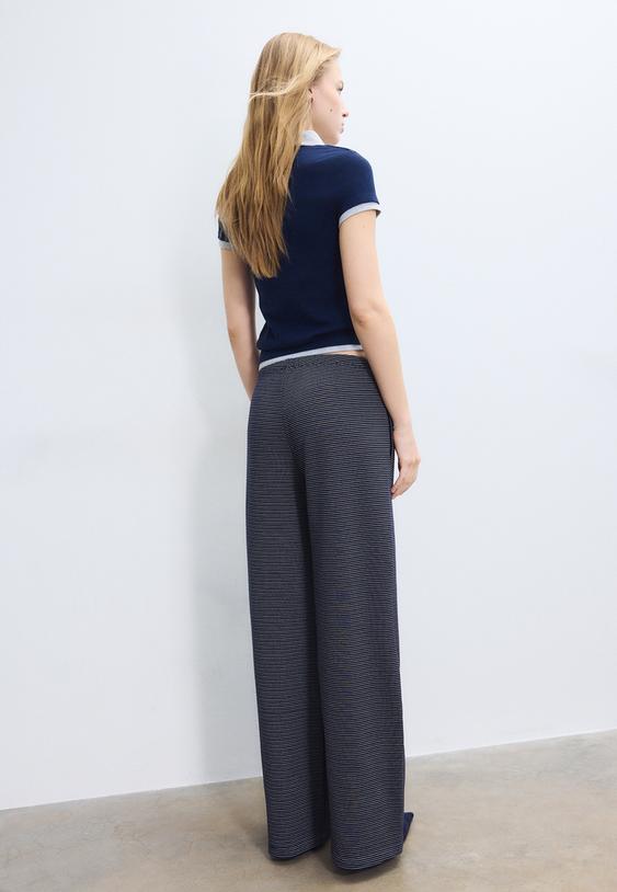 cizgili genis paca jogger pantolon